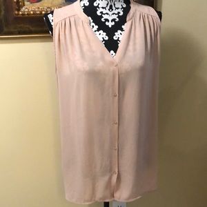 🎀H&M Sheer button down lightweight sleeveless dusty pink long blouse